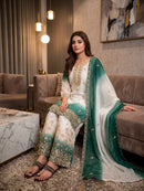 PD 1167 B Heavy Dual Tone Peding Star Georgette Sharara Suit
