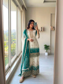 PD 1167 B Heavy Dual Tone Peding Star Georgette Sharara Suit