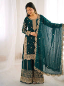 ZSR 3167 Fendy Silk Embroidery Sequence Work Suit
