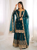 ZSR 3167 Fendy Silk Embroidery Sequence Work Suit
