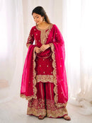 ZSR 3167 B Fendy Silk Embroidery Sequence Work Suit