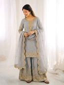 ZSR 3167 C Fendy Silk Embroidery Sequence Work Suit