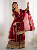 ZSR 3167 H Fendy Silk Embroidery Sequence Work Suit