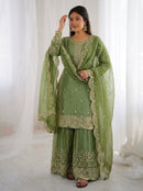 ZSR 3167 G Fendy Silk Embroidery Sequence Work Suit