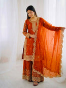 ZSR 3167 M Fendy Silk Embroidery Sequence Work Suit