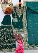 AD 243 Designer Faux Georgette Embroidery Work Sharara Suit
