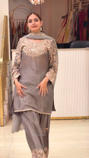 AD 242 Designer Chinon Silk With Embroidery Work Suit