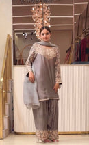 AD 242 Designer Chinon Silk With Embroidery Work Suit