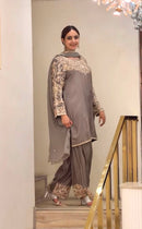 AD 242 Designer Chinon Silk With Embroidery Work Suit