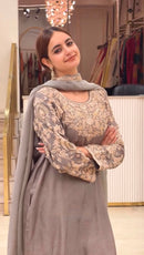AD 242 Designer Chinon Silk With Embroidery Work Suit