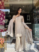 DB 31 Heavy Tissue Silk  Embroidery Sequences Work Suit