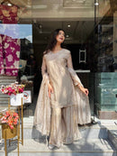 DB 31 Heavy Tissue Silk  Embroidery Sequences Work Suit