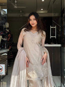 DB 31 Heavy Tissue Silk  Embroidery Sequences Work Suit