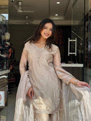 DB 31 Heavy Tissue Silk  Embroidery Sequences Work Suit