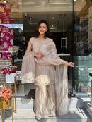DB 31 Heavy Tissue Silk  Embroidery Sequences Work Suit