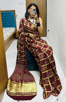 Bandhej Maroon Ajrakh Inspired Printed Saree