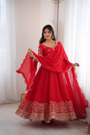 ZSR 3185 A Deigner Fendy Silk Embroidery Work Anarkali Gown