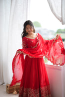 ZSR 3185 A Deigner Fendy Silk Embroidery Work Anarkali Gown