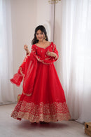 ZSR 3185 A Deigner Fendy Silk Embroidery Work Anarkali Gown