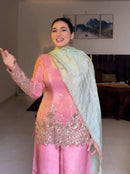 ST 1186 Designer Jimi Satin Front Embroidery Work Suit