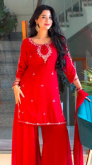 PD 1168 Heavy Faux Georgette  Embroidery Work Suit