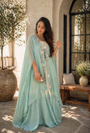 BB 70 Premium  Silk Embroidey Sequence Work Indo Western Dress