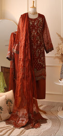 Aghajaan 1032 D Premium Chiffon Organza Embroidery Work Suit