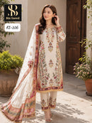 Bin Saeed 106 Satin Mirror Work Digital Prined Work Suit