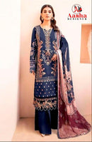 Aasha Designer 1065 E Pure Cotton Printed Self Embroidery Work Suit
