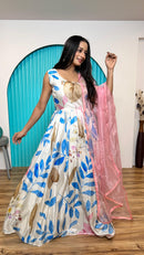 FB L292 Premium Heavy Dola Silk Digital Printed Gown