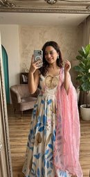 FB L292 Premium Heavy Dola Silk Digital Printed Gown