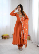 SRK 5370 Roman Silk Embroidery Sequence Work Anarkali Gown