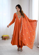 SRK 5370 Roman Silk Embroidery Sequence Work Anarkali Gown