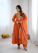 SRK 5370 Roman Silk Embroidery Sequence Work Anarkali Gown