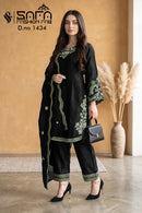 Safa Fashion 1434 Premium Black Embroidered Designer Suit