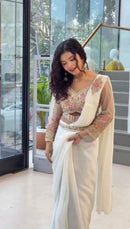 ST 1175 A Designer Faux Georgette Embroidered Work Saree