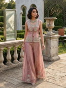 Designer Pink Embroidered Jacket Style Indo Western