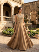 Premium Elegant Golden Embroidered Work Lehenga Set