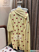Maria.B 1104 E Stitched Rayon Heart Embroidery  Work Suit