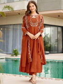FD 100 A Vichitra Embroidered Work Anarkli Gown