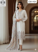CW 1101 Premium Chiffon Hevy Embroidered Work Suit