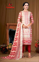 Aasha Designer 1050 A Premium Pure Cotton Printed Self Embroidered Suit