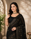 DF 3491 Premium Black Georgette Designer Saree
