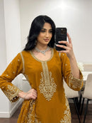 ZSR 3187 B Fox Georgette Heavy Embroidery Sequence Work Designer Suit