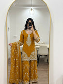 ZSR 3187 B Fox Georgette Heavy Embroidery Sequence Work Designer Suit