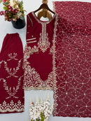 ZSR 3187 C Fox Georgette Heavy Embroidery Sequence Work Designer Suit