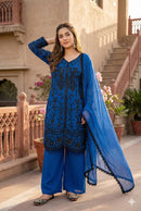 Mt 1074 A Designer Heavy Fuax Georgette Sequence Work Suit