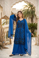 Mt 1074 A Designer Heavy Fuax Georgette Sequence Work Suit