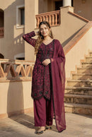 Mt 1074 B Designer Heavy Fuax Georgette Sequence Work Suit