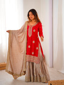 RTC 38 A Chinon Silk Coding Sequnce Work Sharara Suit